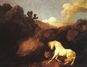George Stubbs A Horse Frightened by a Lion oil on canvas